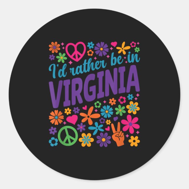 Sticker Rond I'd Rather Be In Virginia  (Devant)