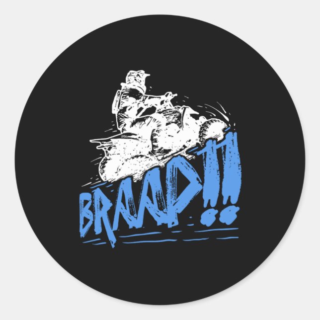 Sticker Rond Idée cadeau Braap Quad Bike ATV Rider (Devant)