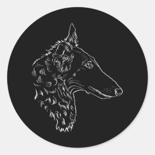 Sticker Rond Idée cadeau Chien Borzoi