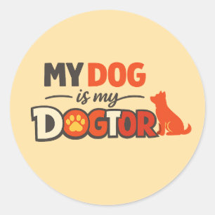 Sticker Rond Idée cadeau Dr Chien Design Mignon Amoureux des Ch