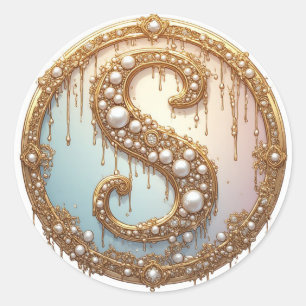 Sticker Rond Idée Cadeau Personnalisé Lettre S Style Bijou