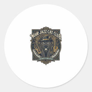 Sticker Rond Idée cadeau pour papa de chat de jazz noir - Chat
