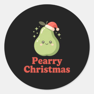 Sticker Rond Idée de jeu de mots de vacances de Noël Pearry Mig