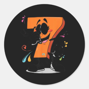 Sticker Rond Idée de tenue Sick Seven 67 Meme Brainrot Hallowee