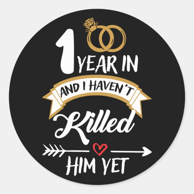 Sticker Rond Idée d'un an en 1ère année pour elle (Devant)