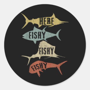 Sticker Rond Idées Cadeaux de Pêche en Eau Salée Drôle Vintage
