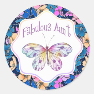 Sticker Rond Idées cadeaux de Tante Butterfly