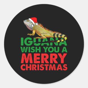 Sticker Rond Iguana Vous Souhaite Un Joyeux Noël Drôle Iguana