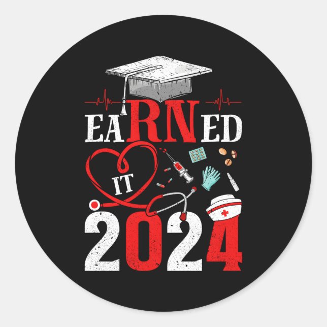 Sticker Rond Il A Gagné 2024 Pour Les Diplômes D'Infirmière Ou  (Devant)