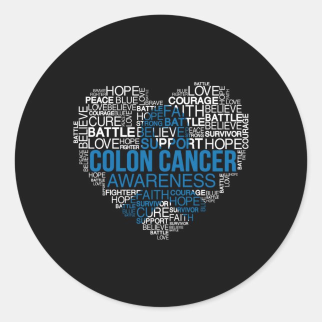 Sticker Rond Il Avec Bleu Bleu Bleu Foncé Colon Sensibilisation (Devant)