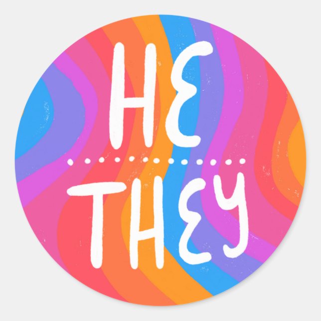 Sticker Rond IL/ELLES Prononononononononononononononounes Rainb (Devant)