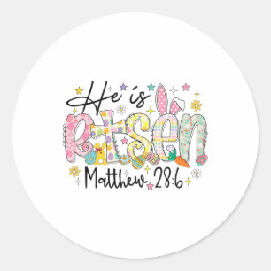 Sticker Rond Il Est Ressuscité Chrétien Joyeux Jour de Pâques B