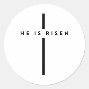 Sticker Rond Il Est Ressuscité Croix Jésus Pâques Chrétiens 1