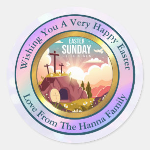 Sticker Rond Il est ressuscité et célébration du dimanche de la