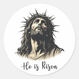 Sticker Rond Il est ressuscité Jésus chrétien Joyeux Pâques