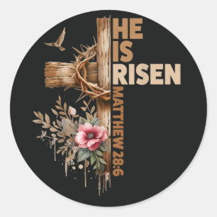 Sticker Rond Il est ressuscité Jésus Christ Religieux Pâques