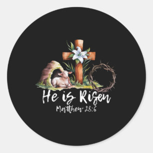 Sticker Rond Il Est Ressuscité Mouton Agneau Croix Jésus Chréti