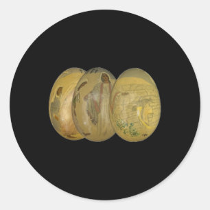Sticker Rond Il Est Ressuscité Oeufs De Pâques Jésus Christ Fam