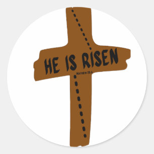 Sticker Rond Il est ressuscité verset biblique Croix pour la sa