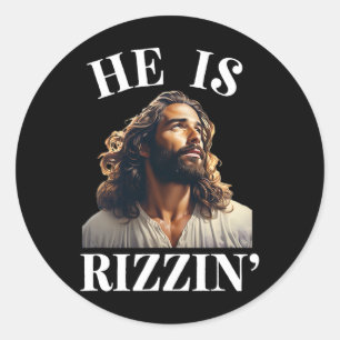 Sticker Rond Il Est Rizzin - Drôle Jésus chrétien Pâques Dit