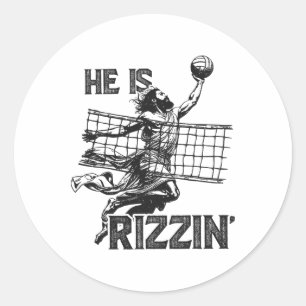 Sticker Rond Il Est Rizzin Drôle Jésus Jouant Joueur De Volley-