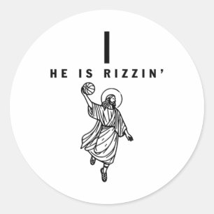 Sticker Rond Il Est Rizzin Pâques Jésus Basketball Christian Re