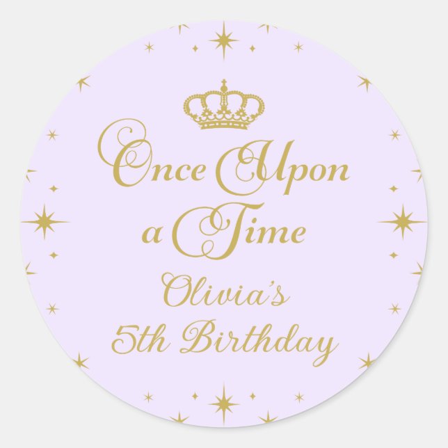 Sticker Rond Il était une fois Gold Princess Anniversaire (Devant)