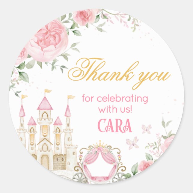 Sticker Rond Il était une fois princesse fête d'anniversaire (Devant)