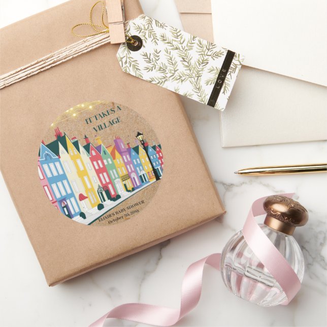 Sticker Rond Il faut un Baby shower artisanal moderne de villag (Cadeaux)