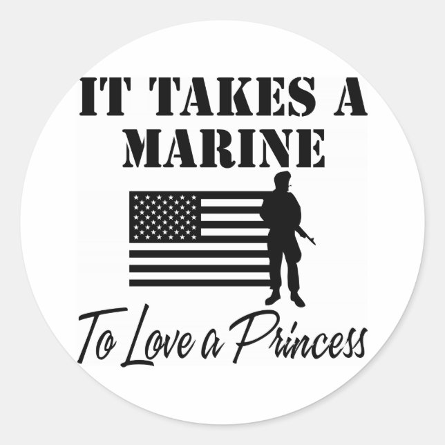 Sticker Rond Il Faut Une Marine Pour Aimer Une Princesse (Devant)