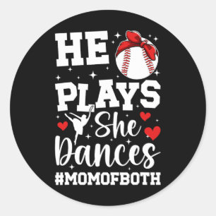 Sticker Rond Il Joue Elle Danse Maman De La Danse Et Du Basebal
