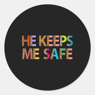 Sticker Rond Il me garde en sécurité Loup pour amants Petite am