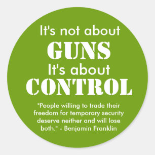 Sticker Rond Il ne s'agit pas, GUNS, il s'agit, CONTROL, "Peo..