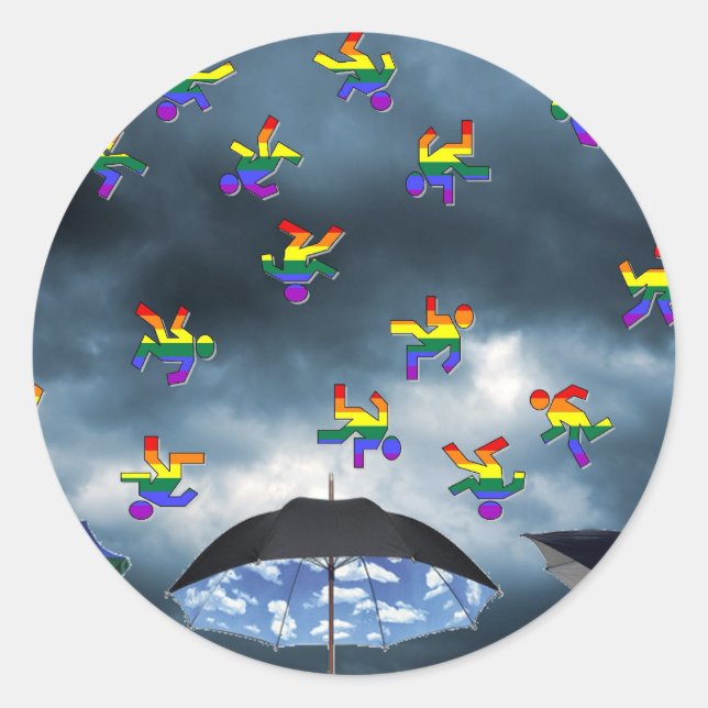 Sticker Rond Il pleut des hommes ! (Devant)