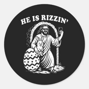 Sticker Rond Il Rizzin Funny Rizz Pâques Chrétiennes Pâques