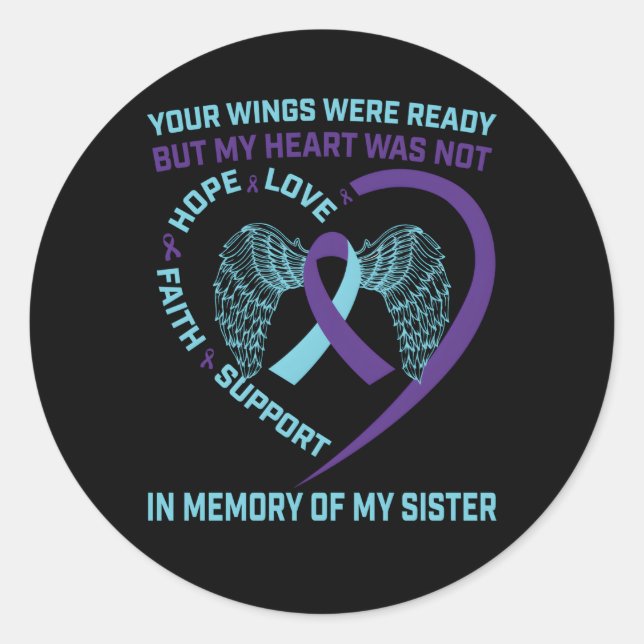 Sticker Rond Il veut Ribbon Hope Prévention du suicide (Devant)