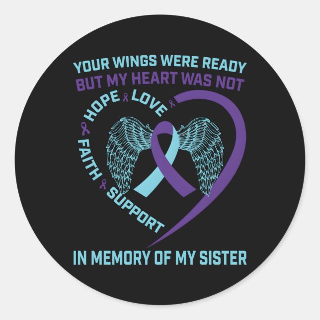 Sticker Rond Il veut Ribbon Hope Prévention du suicide (Devant)