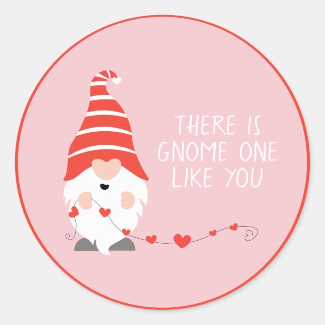 Sticker Rond Il Y En A Un Gnome Comme Toi Rouge Rose (Devant)