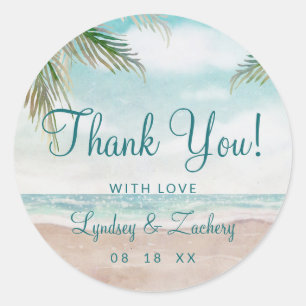 Sticker Rond Île Breeze Peint Plage Merci de mariage