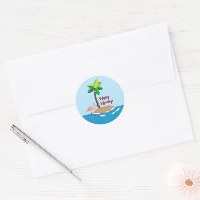 Sticker Rond Île de Noël tropicale (Enveloppe)