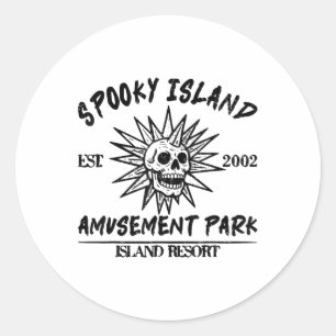 Sticker Rond Île de parc d'attractions Vintage Spooky Island Ét