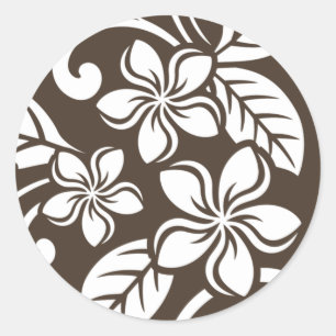 STICKER ROND ÎLE PLUMERIA (CAFÉ BROWN)