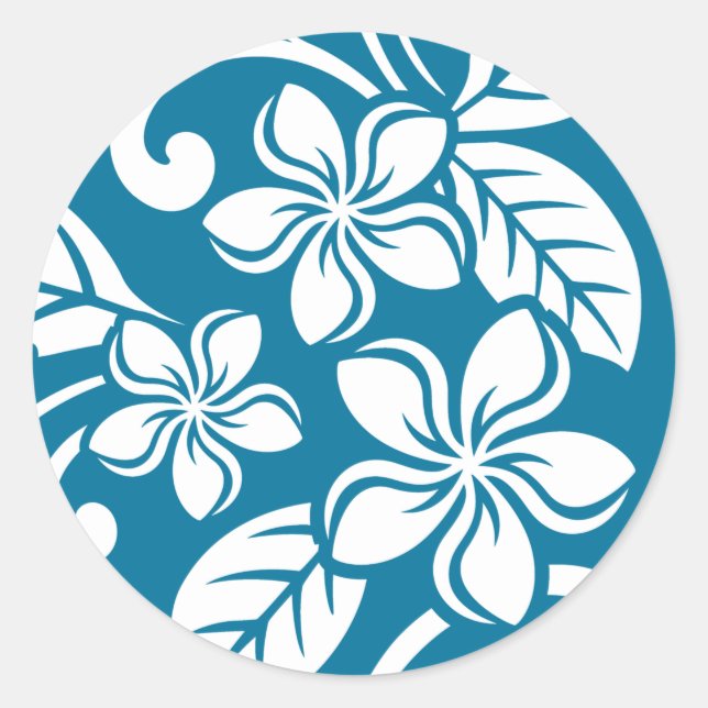 STICKER ROND ÎLE PLUMERIA (CARAÏBE BLEU) (Devant)