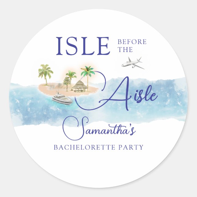 Sticker Rond Île tropicale Palm Tree Destination Bachelorette (Devant)