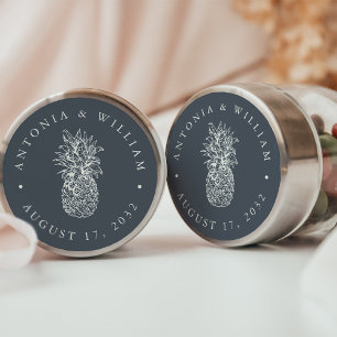 Sticker Rond Île Vintage Mariage Ananas Faveur