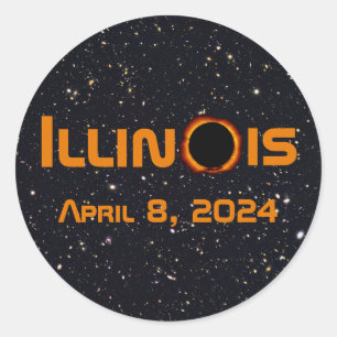 Sticker Rond Illinois 2024 Total Solaire Eclipse