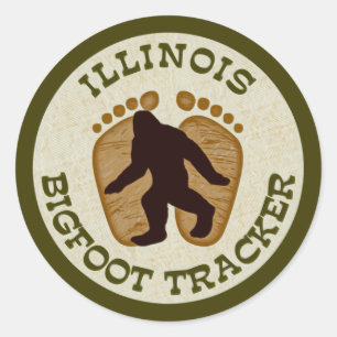 Sticker Rond Illinois Bigfoot Tracker