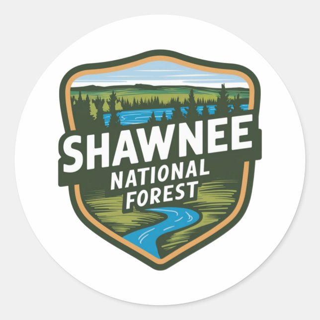 Sticker Rond Illinois de la Forêt nationale de Shawnee (Devant)