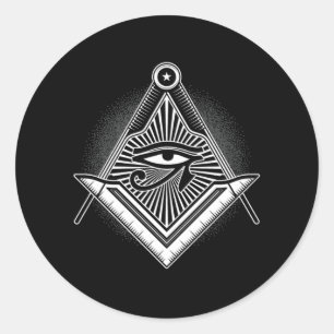 Sticker Rond Illuminati Masonic Pyramid Triangle Conspiration G