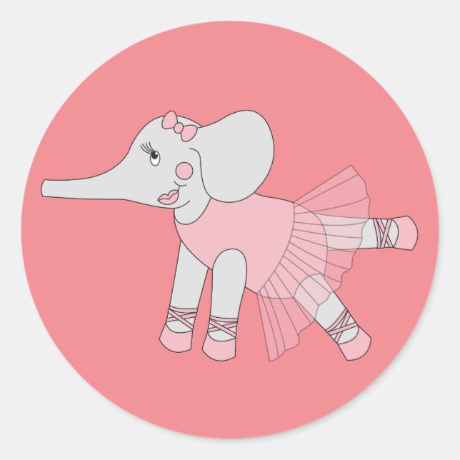 Sticker Rond illusima Ballerina Elephant Peach (Devant)